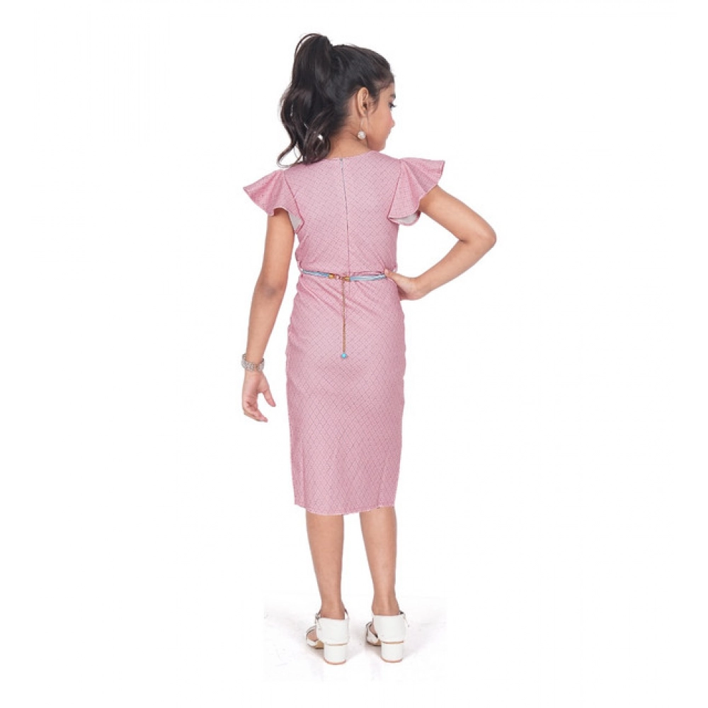 generic girl's knitted striped short sleeve close neck dress (pink) generic girl's knitted striped short sleeve close neck dress (pink)
