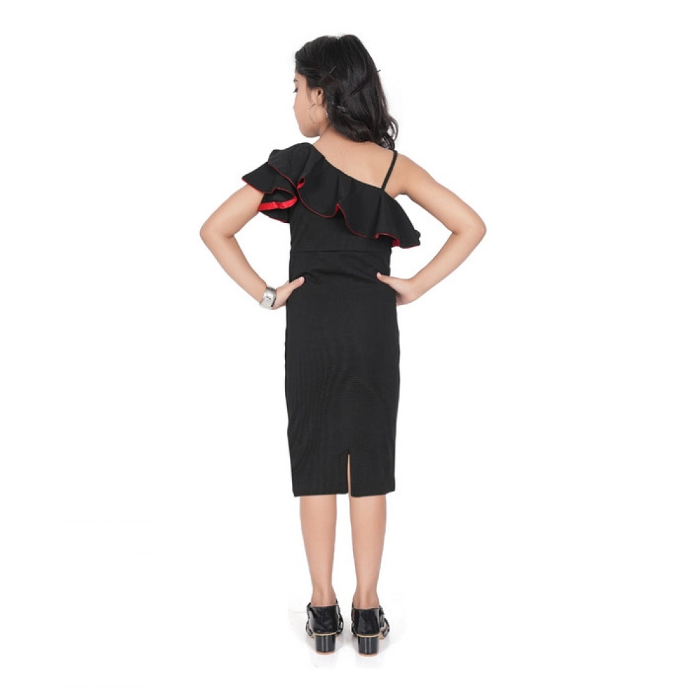 generic girl's knitted soild sleeve less off shoulder dress (black) generic girl's knitted soild sleeve less off shoulder dress (black)