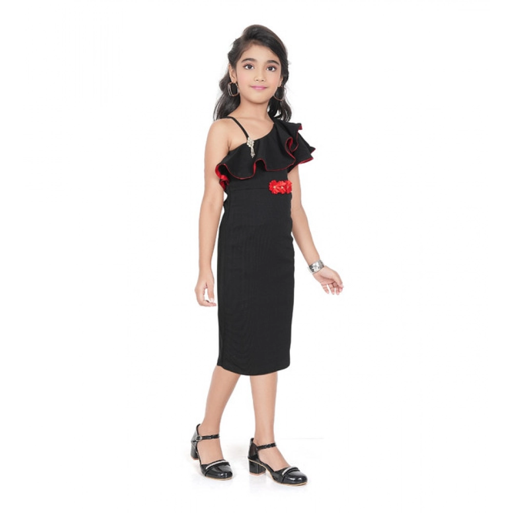 generic girl's knitted soild sleeve less off shoulder dress (black) generic girl's knitted soild sleeve less off shoulder dress (black)