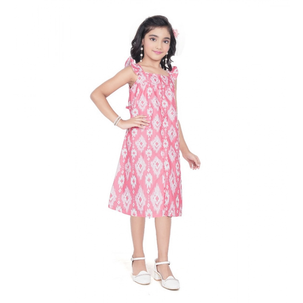 generic girl's cotton printed sleeve less squre neck dress (pink) generic girl's cotton printed sleeve less squre neck dress (pink)