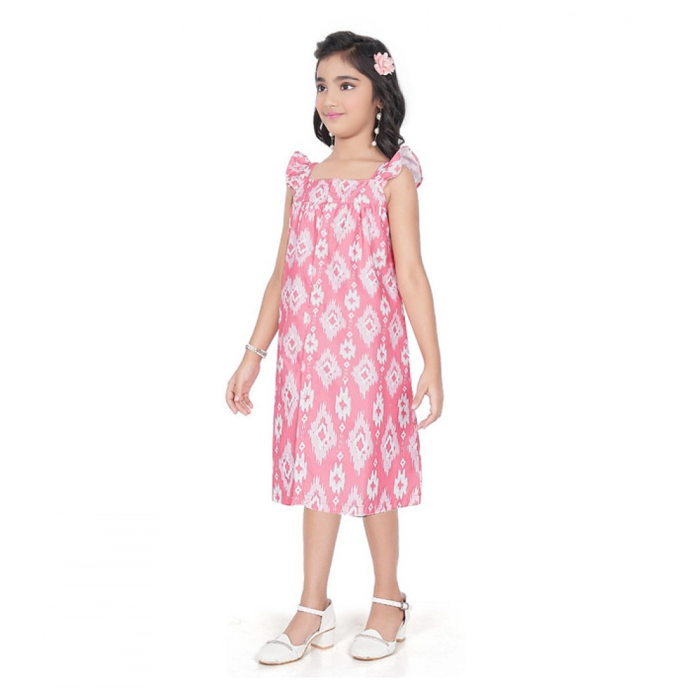 generic girl's cotton printed sleeve less squre neck dress (pink) generic girl's cotton printed sleeve less squre neck dress (pink)