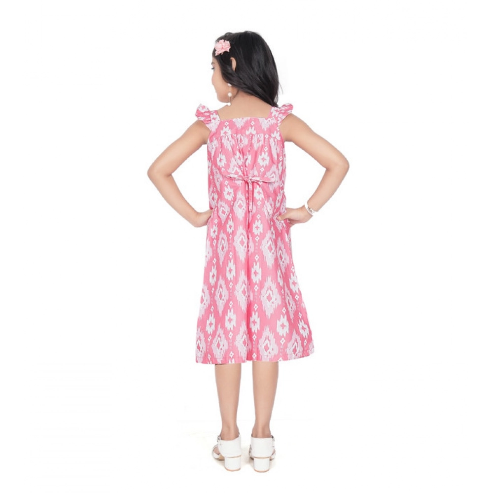 generic girl's cotton printed sleeve less squre neck dress (pink) generic girl's cotton printed sleeve less squre neck dress (pink)