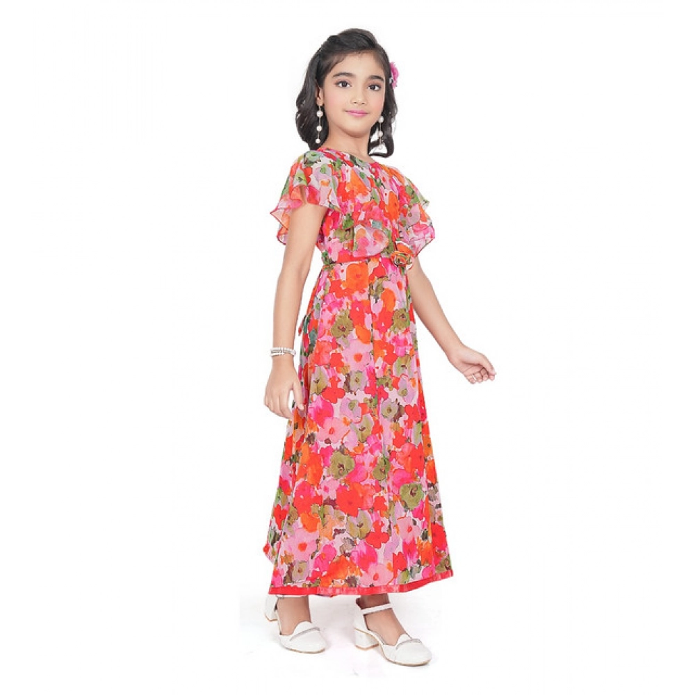 generic girl's shiffon printed short sleeve round neck dress (multicolor) generic girl's shiffon printed short sleeve round neck dress (multicolor)