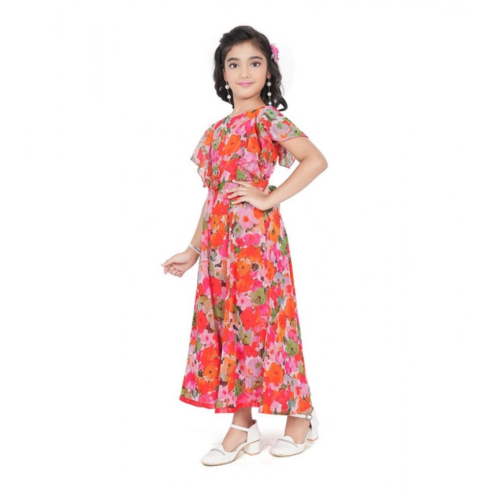 generic girl's shiffon printed short sleeve round neck dress (multicolor) generic girl's shiffon printed short sleeve round neck dress (multicolor)