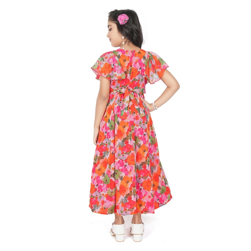 generic girl's shiffon printed short sleeve round neck dress (multicolor) generic girl's shiffon printed short sleeve round neck dress (multicolor)