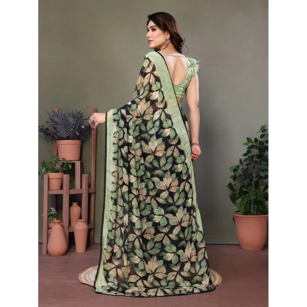 generic women's chiffon printed saree with unstitched blouse 5.5mtr (green) generic women's chiffon printed saree with unstitched blouse 5.5mtr (green)