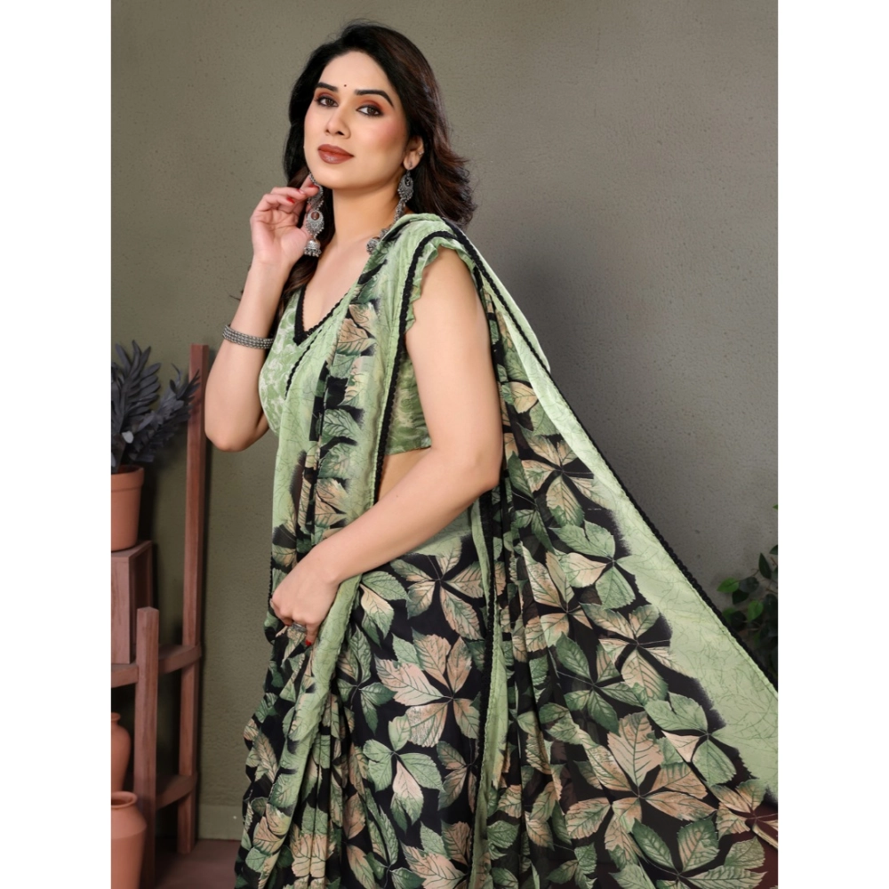 generic women's chiffon printed saree with unstitched blouse 5.5mtr (green) generic women's chiffon printed saree with unstitched blouse 5.5mtr (green)
