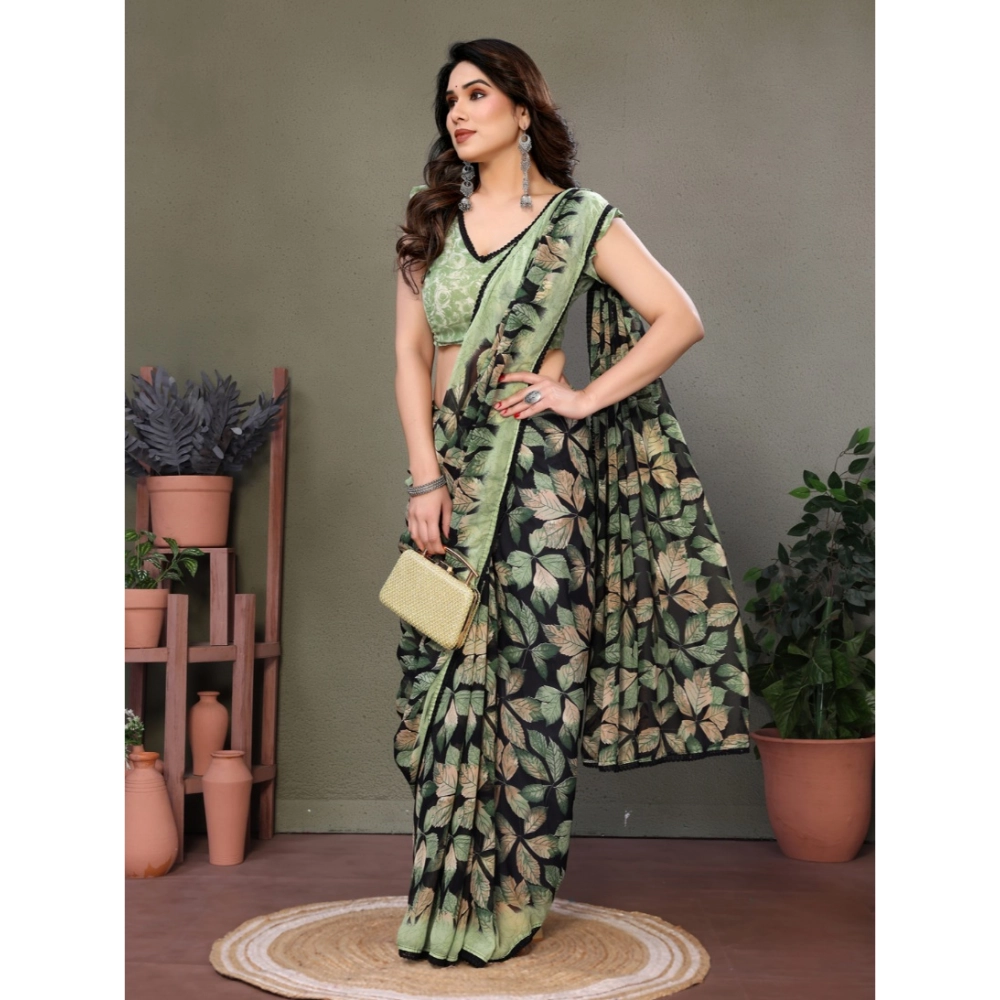 generic women's chiffon printed saree with unstitched blouse 5.5mtr (green) generic women's chiffon printed saree with unstitched blouse 5.5mtr (green)