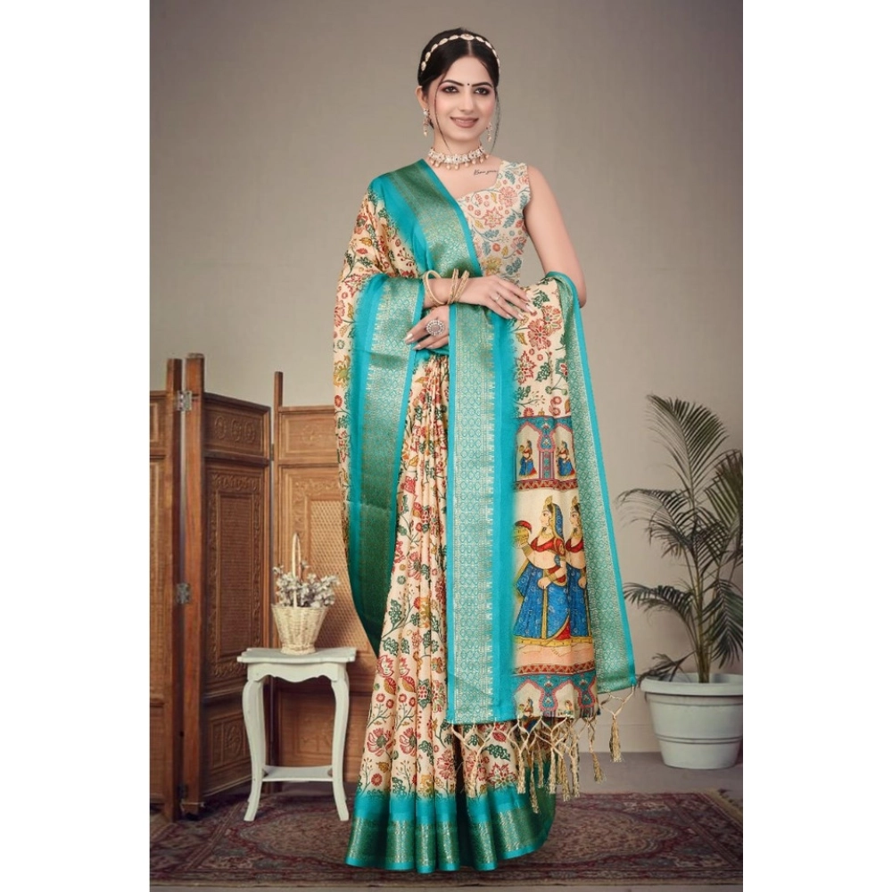 generic women's cotton silk printed saree with unstitched blouse 5.5mtr (sky blue) generic women's cotton silk printed saree with unstitched blouse 5.5mtr (sky blue)
