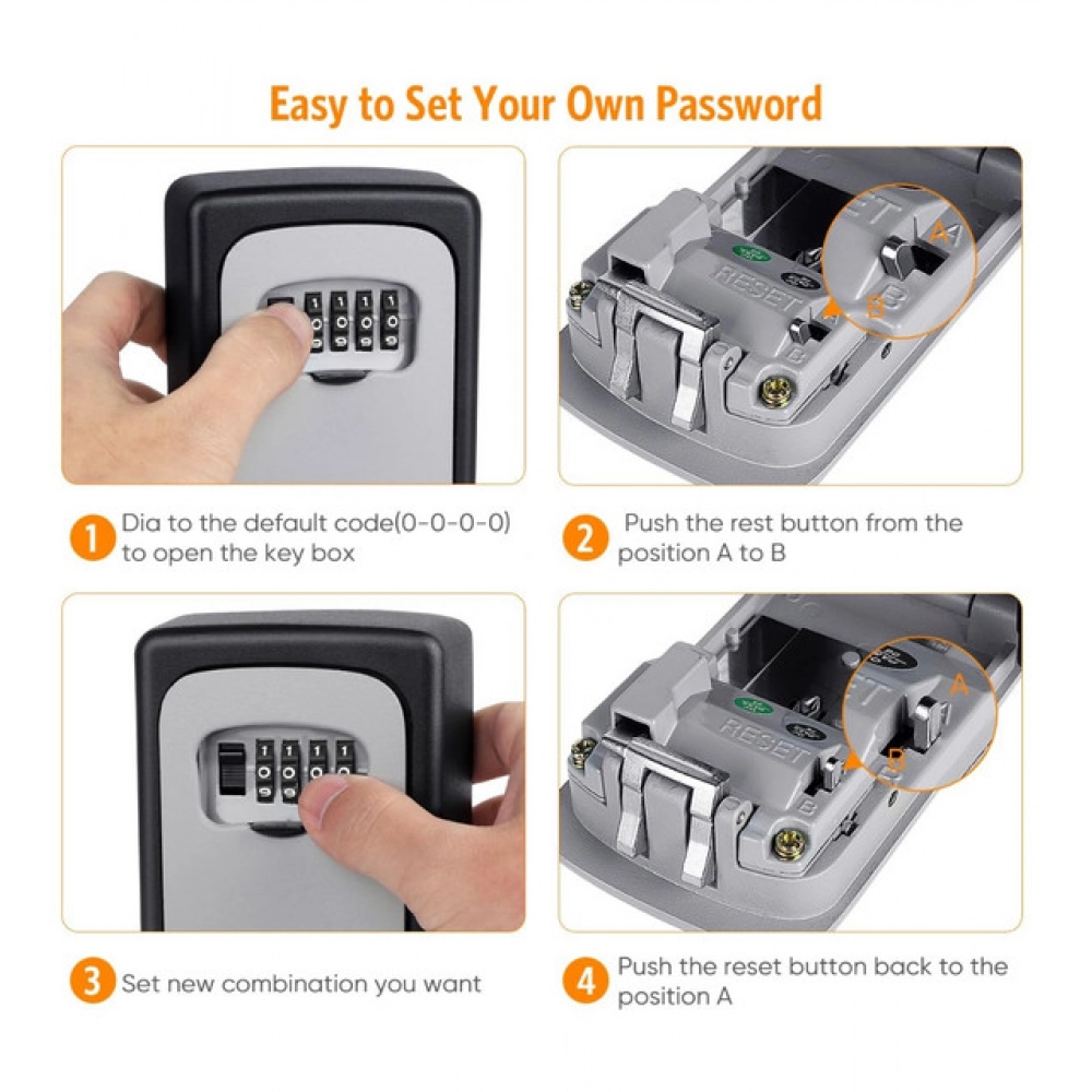 generic wall mounted abs plastic key lock box (grey black ) generic wall mounted abs plastic key lock box (grey black )