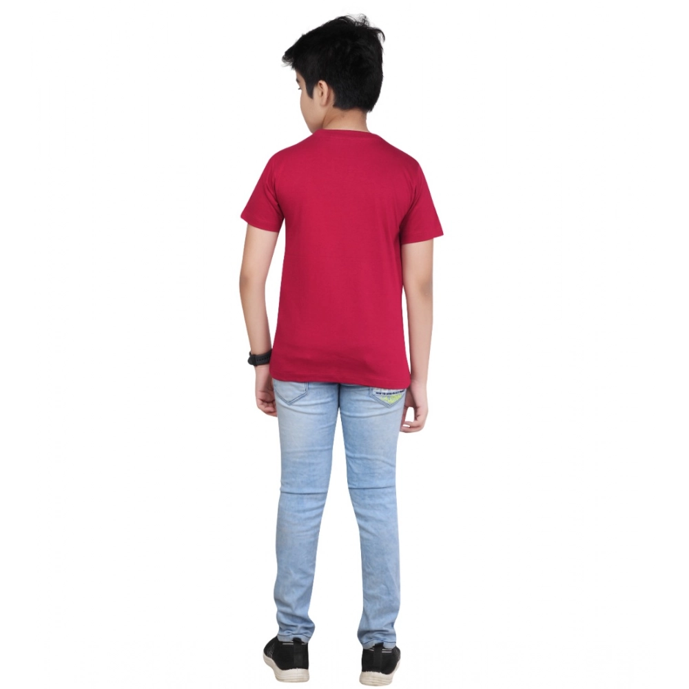 generic boy's cotton grapic printed round neck t shirt (marron) generic boy's cotton grapic printed round neck t shirt (marron)