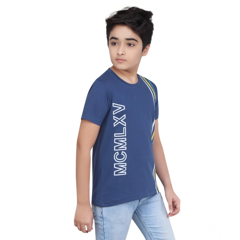 generic boy's cotton grapic printed round neck t shirt (blue) generic boy's cotton grapic printed round neck t shirt (blue)