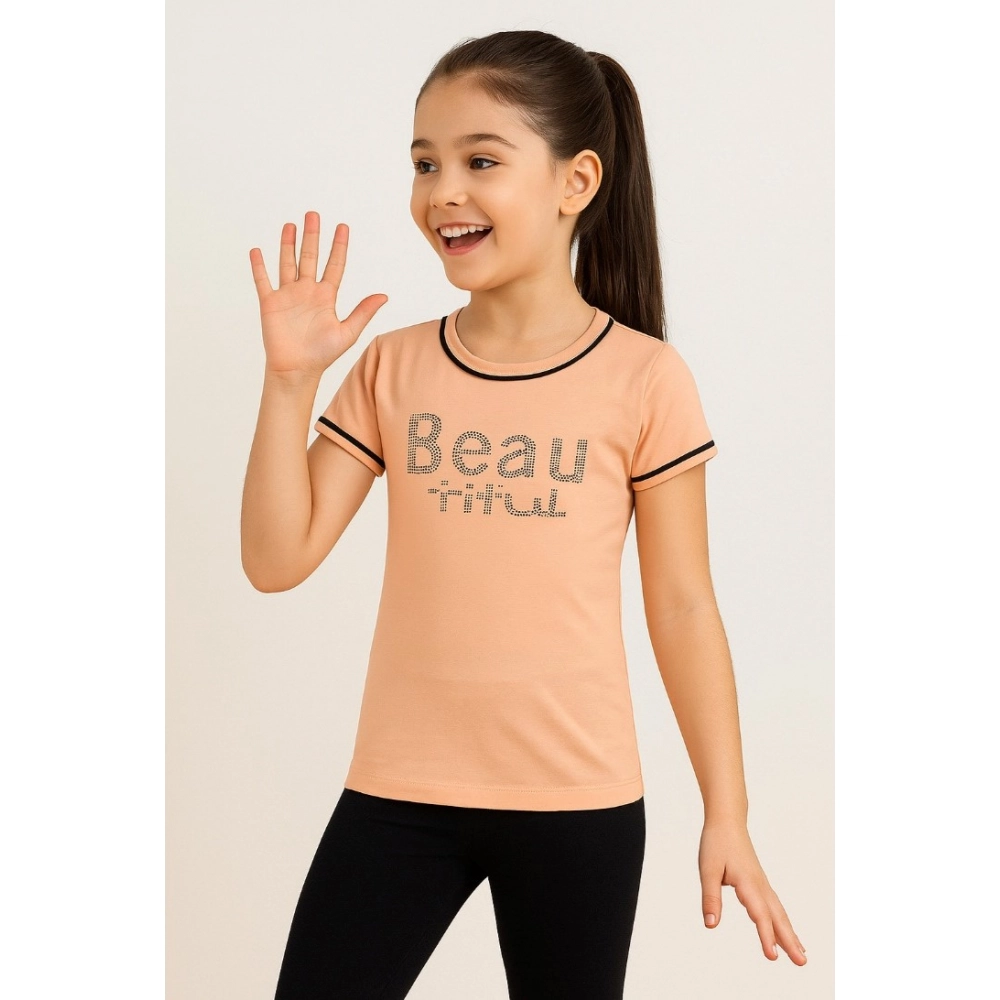 generic girl's cotton printeded round neck t shirt (sandal beach) generic girl's cotton printeded round neck t shirt (sandal beach)