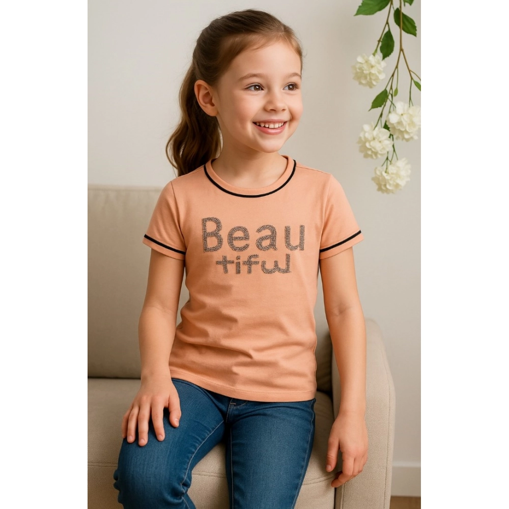 generic girl's cotton printeded round neck t shirt (sandal beach) generic girl's cotton printeded round neck t shirt (sandal beach)