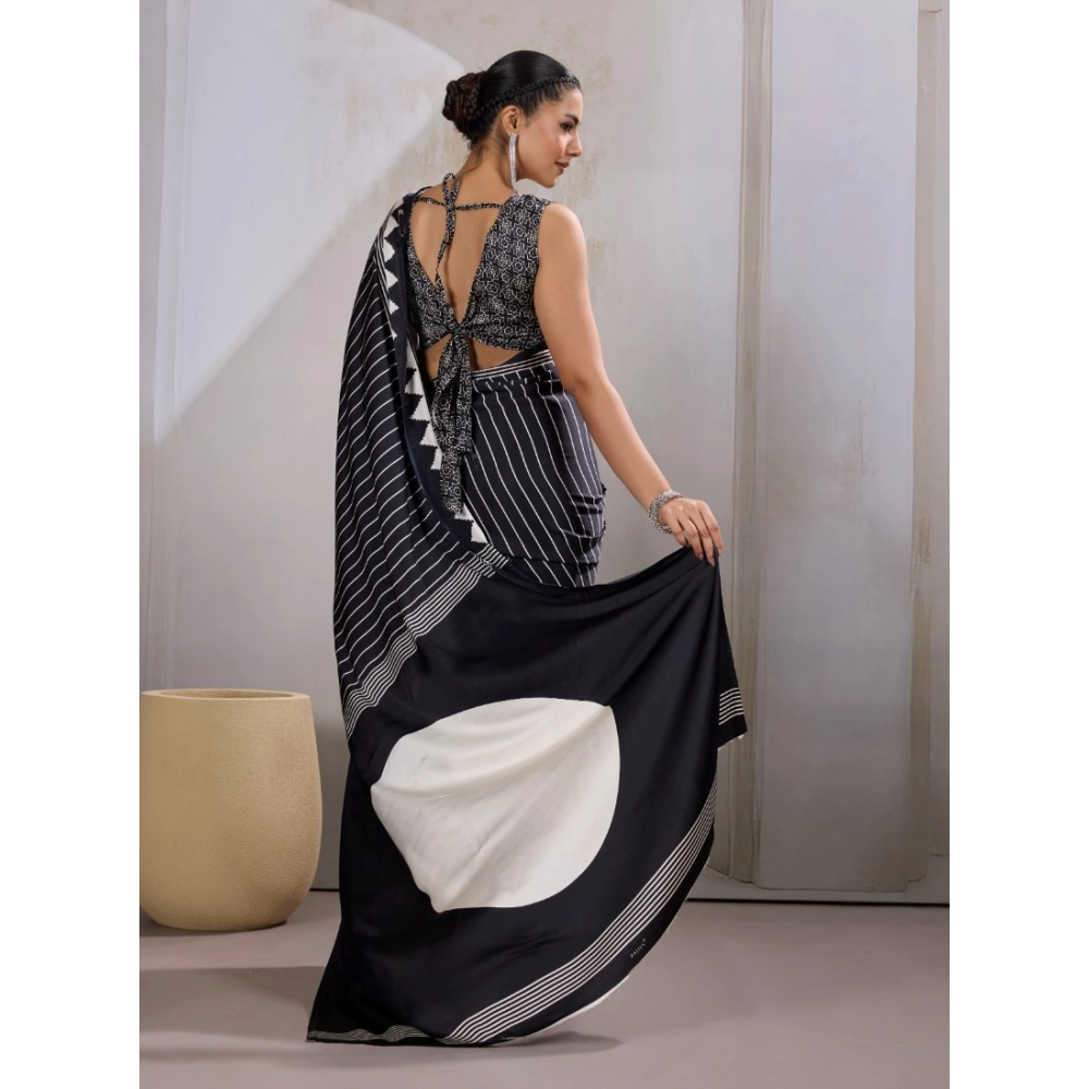 generic women's satin crepe printed saree with unstitched blouse 5.5mtr (black) generic women's satin crepe printed saree with unstitched blouse 5.5mtr (black)
