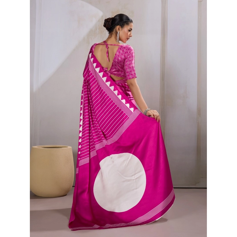 generic women's satin crepe printed saree with unstitched blouse 5.5mtr (pink) generic women's satin crepe printed saree with unstitched blouse 5.5mtr (pink)