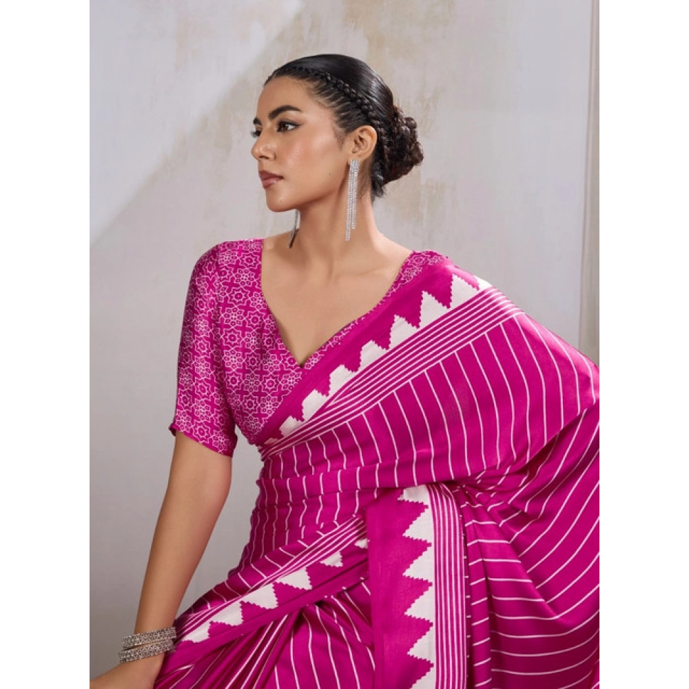 generic women's satin crepe printed saree with unstitched blouse 5.5mtr (pink) generic women's satin crepe printed saree with unstitched blouse 5.5mtr (pink)