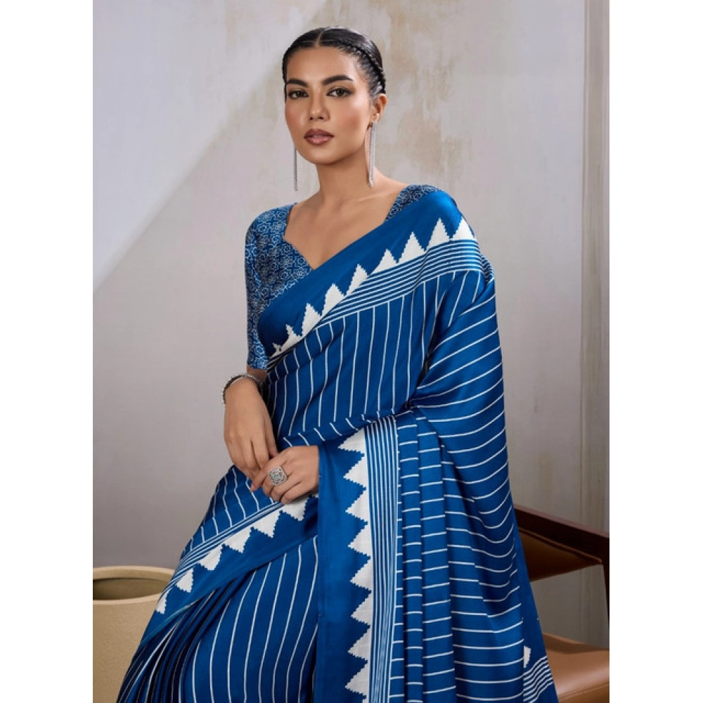 generic women's satin crepe printed saree with unstitched blouse 5.5mtr (blue) generic women's satin crepe printed saree with unstitched blouse 5.5mtr (blue)