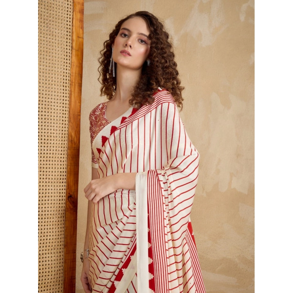 generic women's satin crepe printed saree with unstitched blouse 5.5mtr (off white) generic women's satin crepe printed saree with unstitched blouse 5.5mtr (off white)
