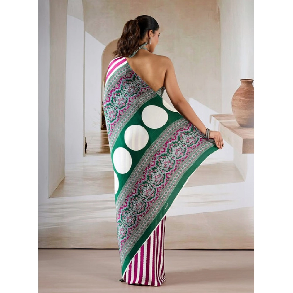 generic women's satin crepe printed saree with unstitched blouse 5.5mtr (magenta) generic women's satin crepe printed saree with unstitched blouse 5.5mtr (magenta)