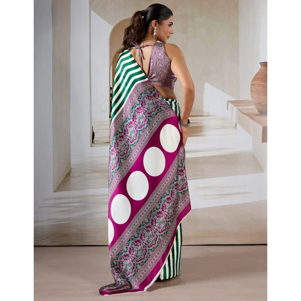 generic women's satin crepe printed saree with unstitched blouse 5.5mtr (green) generic women's satin crepe printed saree with unstitched blouse 5.5mtr (green)