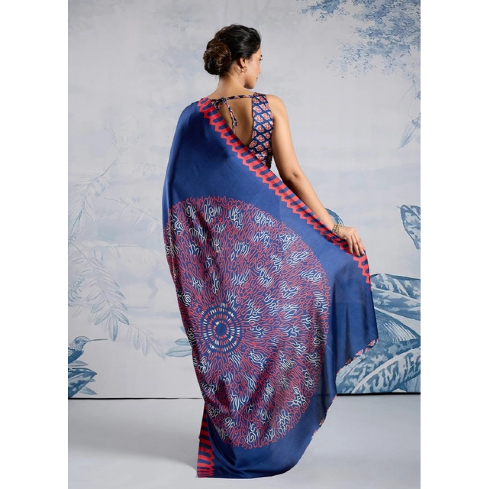 generic women's satin crepe printed saree with unstitched blouse 5.5mtr (blue) generic women's satin crepe printed saree with unstitched blouse 5.5mtr (blue)