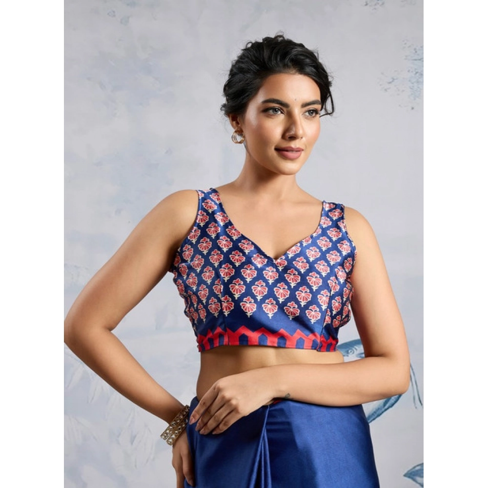 generic women's satin crepe printed saree with unstitched blouse 5.5mtr (blue) generic women's satin crepe printed saree with unstitched blouse 5.5mtr (blue)
