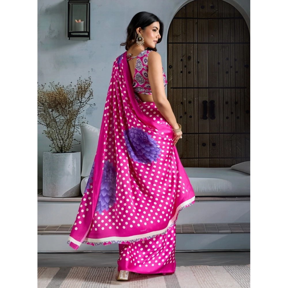 generic women's satin crepe printed saree with unstitched blouse 5.5mtr (pink) generic women's satin crepe printed saree with unstitched blouse 5.5mtr (pink)