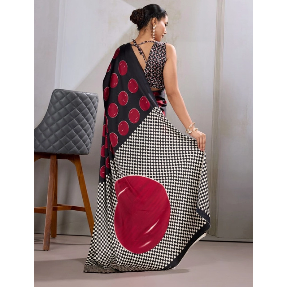 generic women's satin crepe printed saree with unstitched blouse 5.5mtr (maroon) generic women's satin crepe printed saree with unstitched blouse 5.5mtr (maroon)