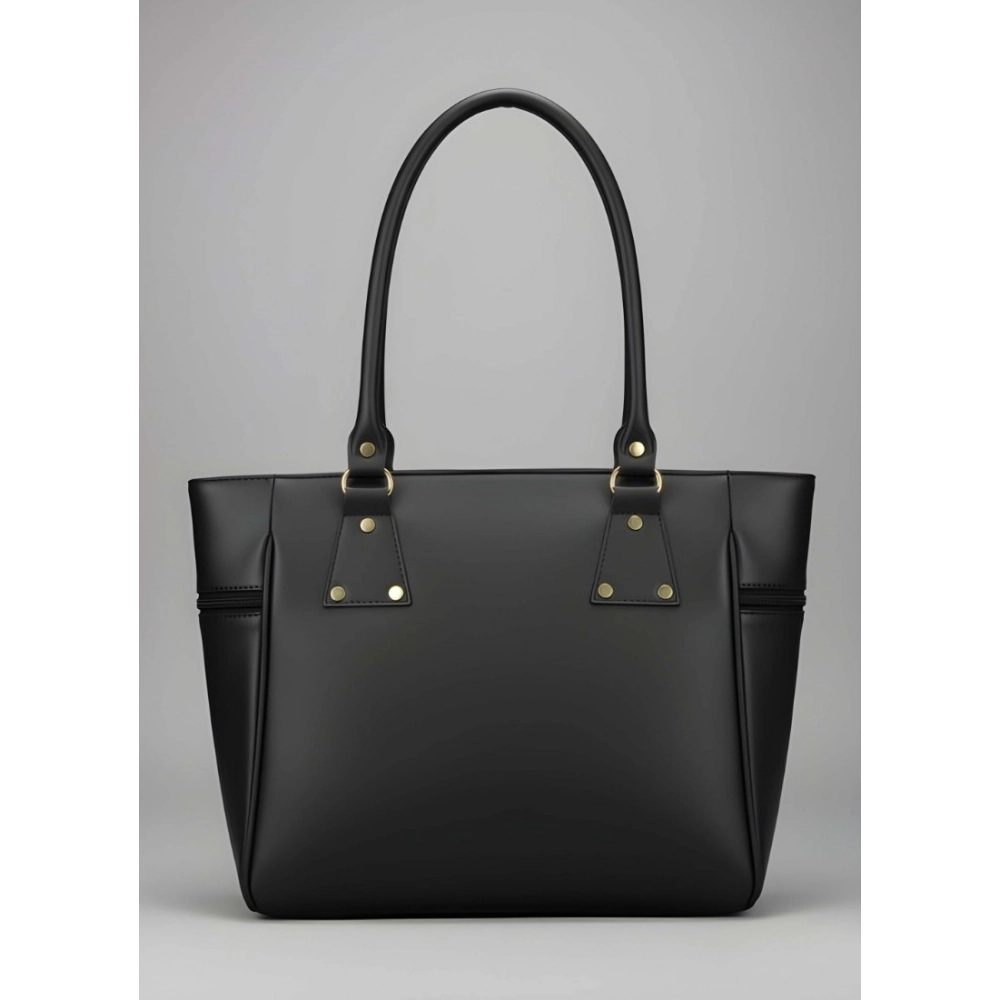 generic women's pu leather solid shoulder zipper handbag (black) generic women's pu leather solid shoulder zipper handbag (black)