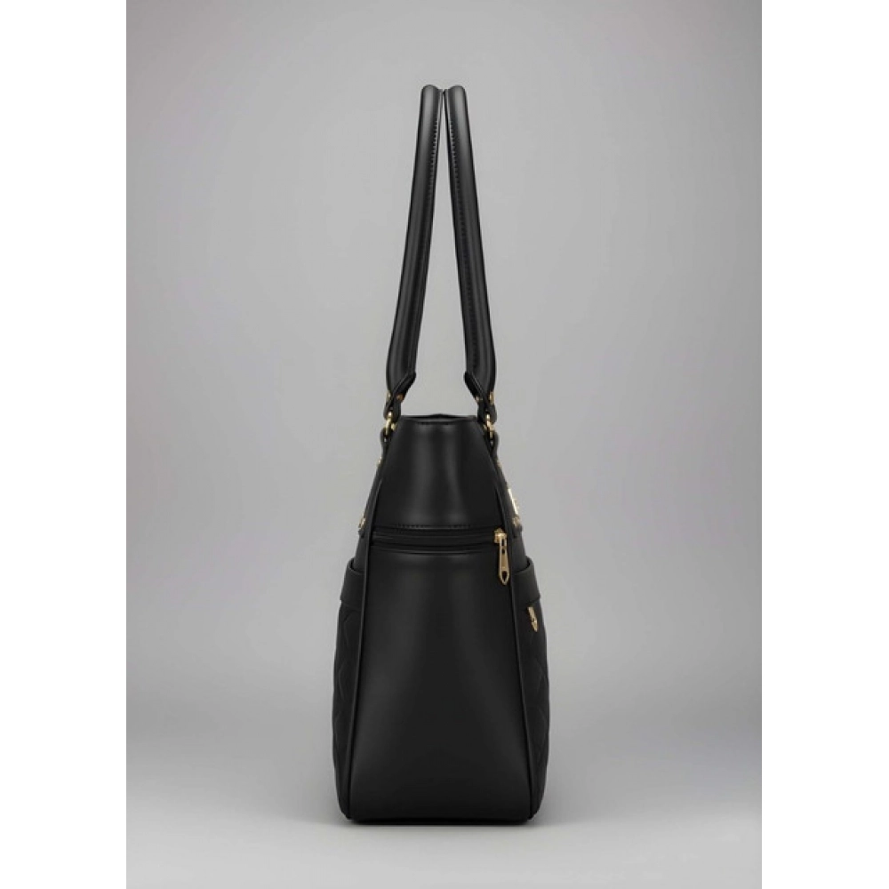 generic women's pu leather solid shoulder zipper handbag (black) generic women's pu leather solid shoulder zipper handbag (black)
