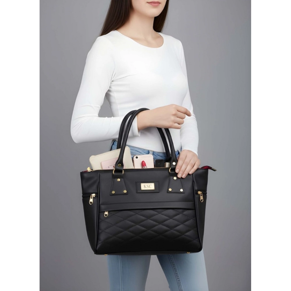 generic women's pu leather solid shoulder zipper handbag (black) generic women's pu leather solid shoulder zipper handbag (black)