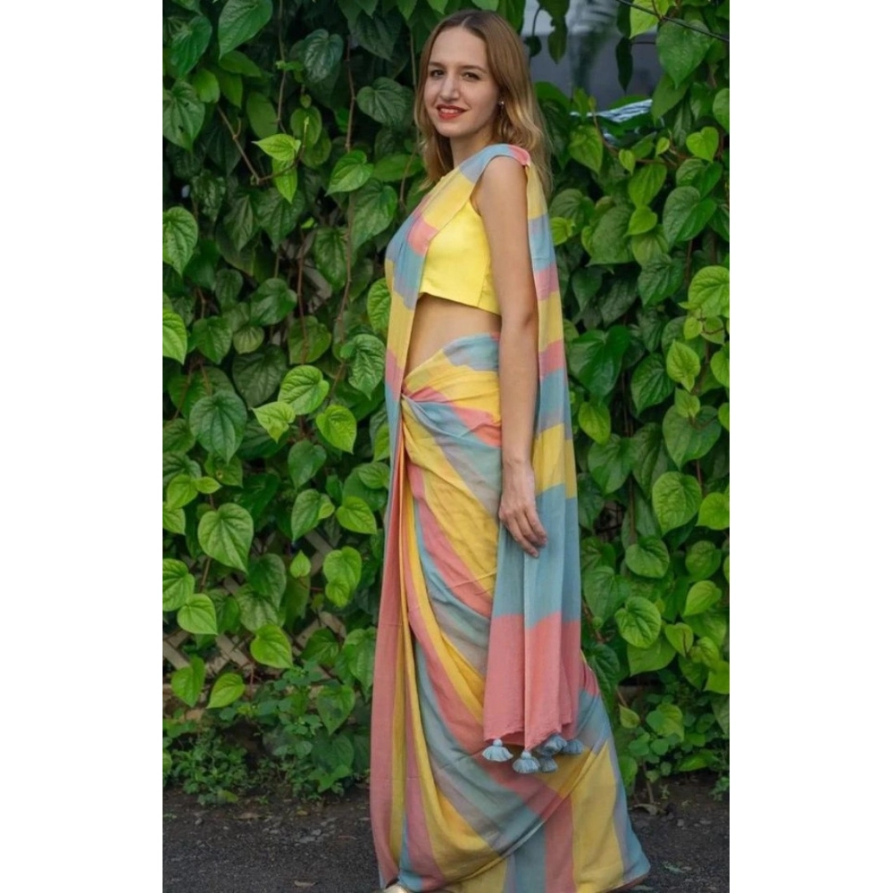 generic women's linen printed saree with unstitched blouse 5.5mtr (multicolor) generic women's linen printed saree with unstitched blouse 5.5mtr (multicolor)