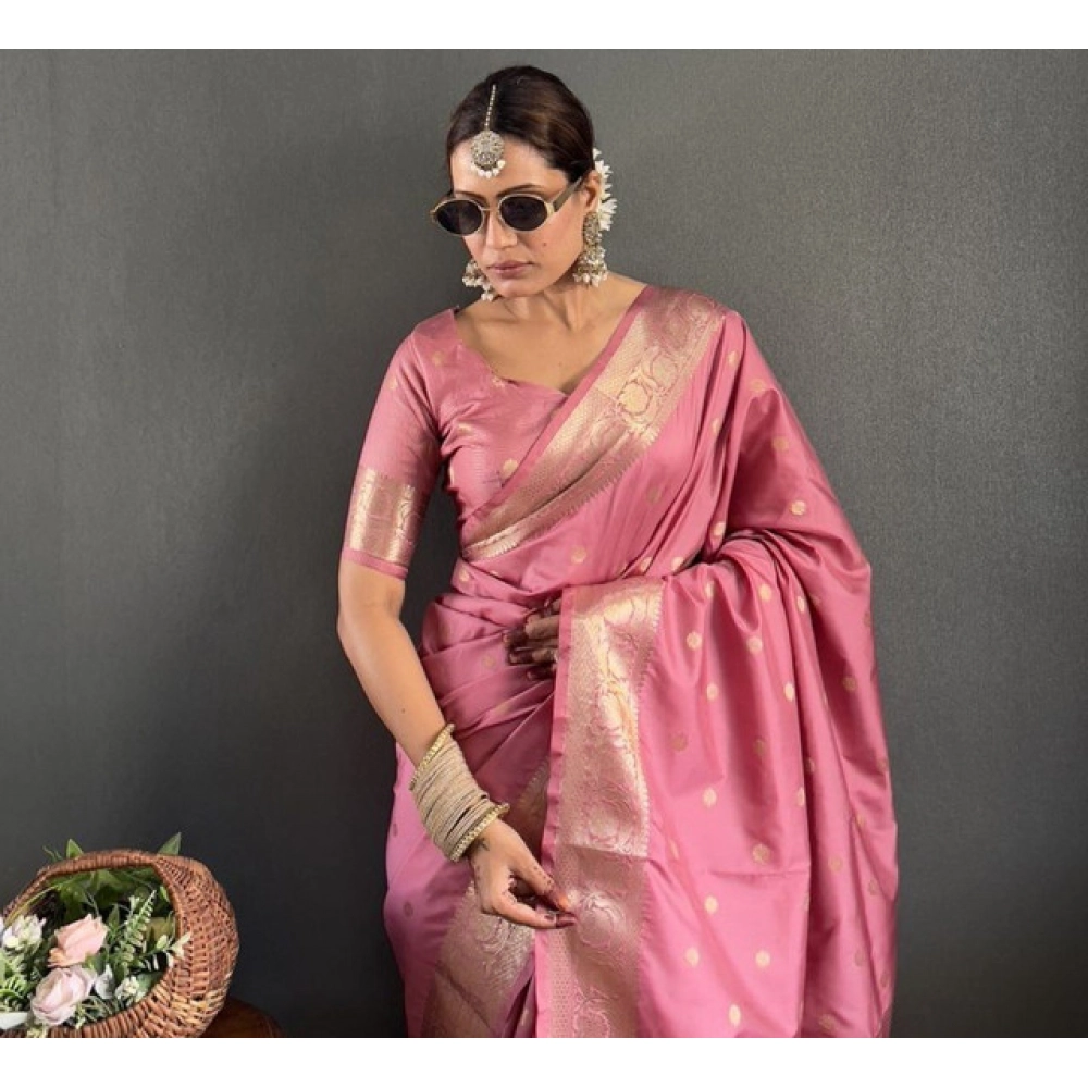 generic women's satin printed saree with unstitched blouse 5.5mtr (pink) generic women's satin printed saree with unstitched blouse 5.5mtr (pink)
