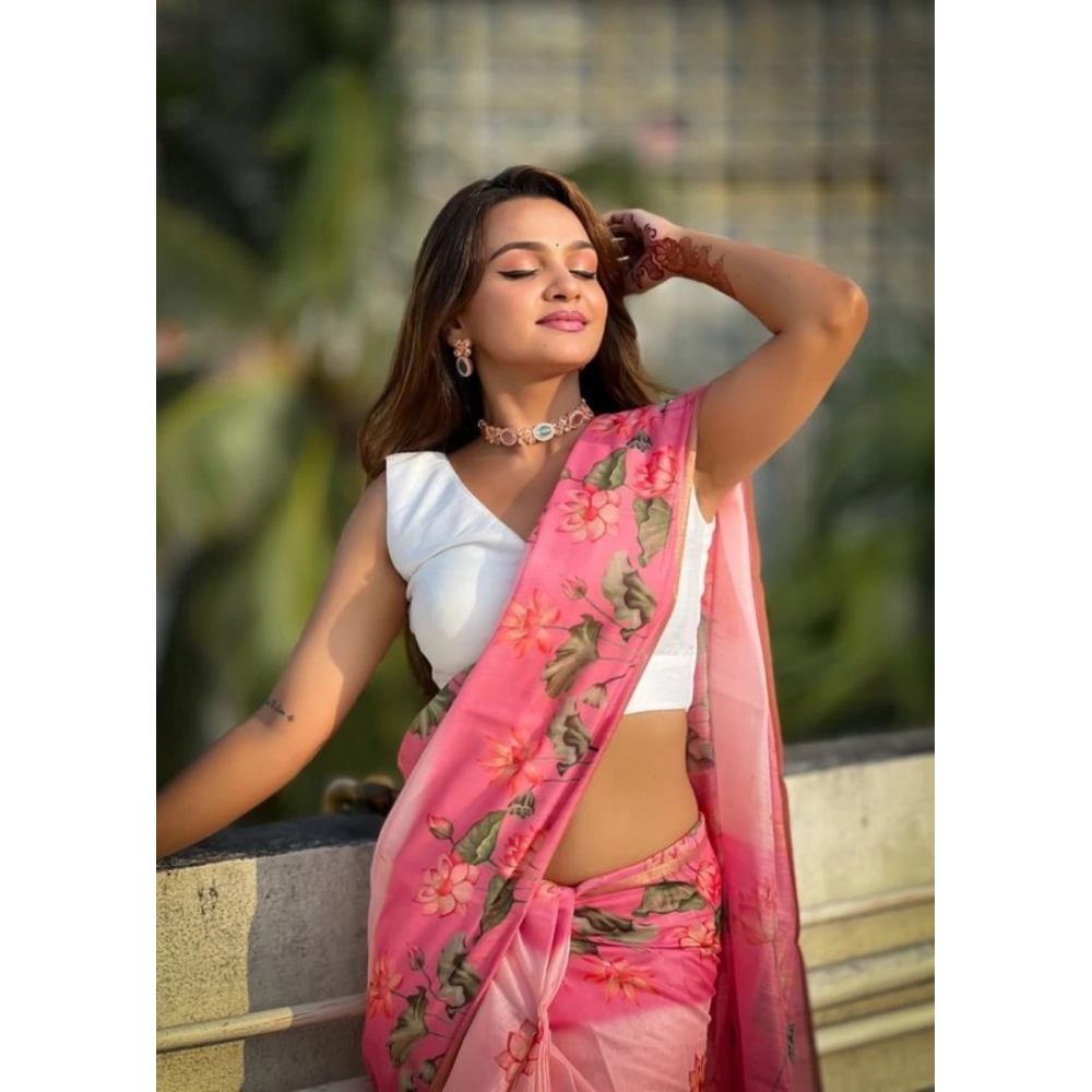 generic women's linen printed saree with unstitched blouse 5.5mtr (pink) generic women's linen printed saree with unstitched blouse 5.5mtr (pink)