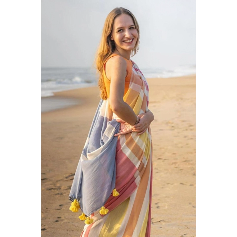 generic women's linen printed saree with unstitched blouse 5.5mtr (yellow) generic women's linen printed saree with unstitched blouse 5.5mtr (yellow)