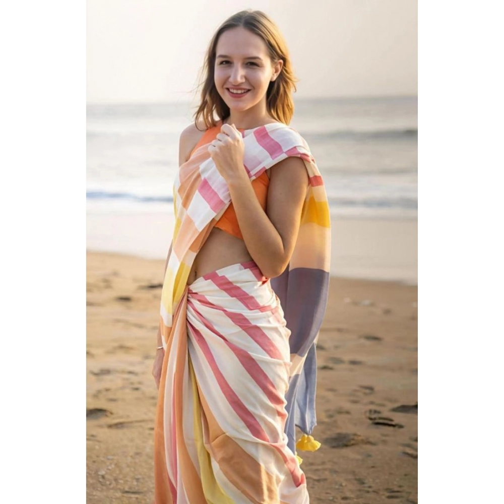 generic women's linen printed saree with unstitched blouse 5.5mtr (yellow) generic women's linen printed saree with unstitched blouse 5.5mtr (yellow)