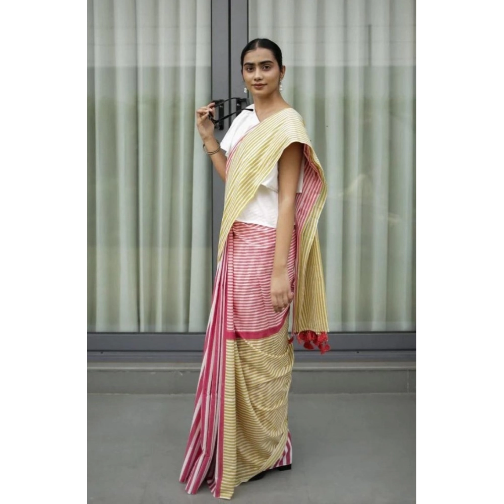 generic women's linen printed saree with unstitched blouse 5.5mtr (yellow) generic women's linen printed saree with unstitched blouse 5.5mtr (yellow)