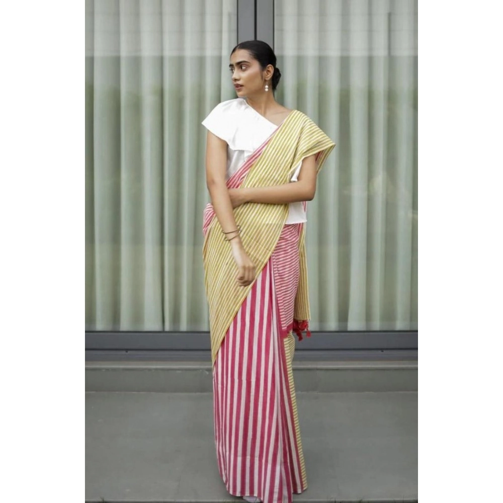 generic women's linen printed saree with unstitched blouse 5.5mtr (yellow) generic women's linen printed saree with unstitched blouse 5.5mtr (yellow)