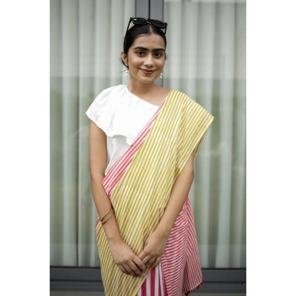 generic women's linen printed saree with unstitched blouse 5.5mtr (yellow) generic women's linen printed saree with unstitched blouse 5.5mtr (yellow)