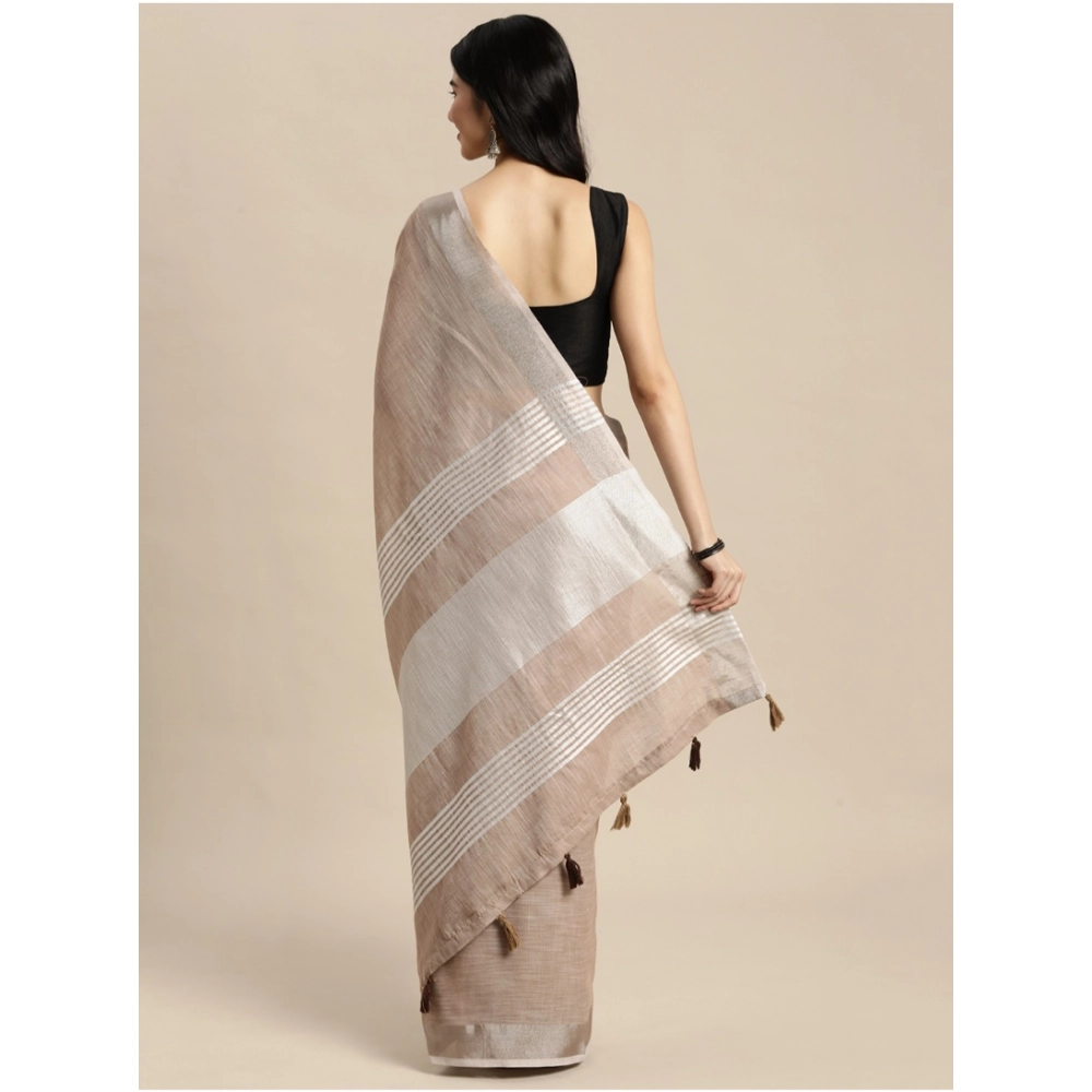 generic women's linen cotton printed saree with unstitched blouse 5.5mtr (beige) generic women's linen cotton printed saree with unstitched blouse 5.5mtr (beige)