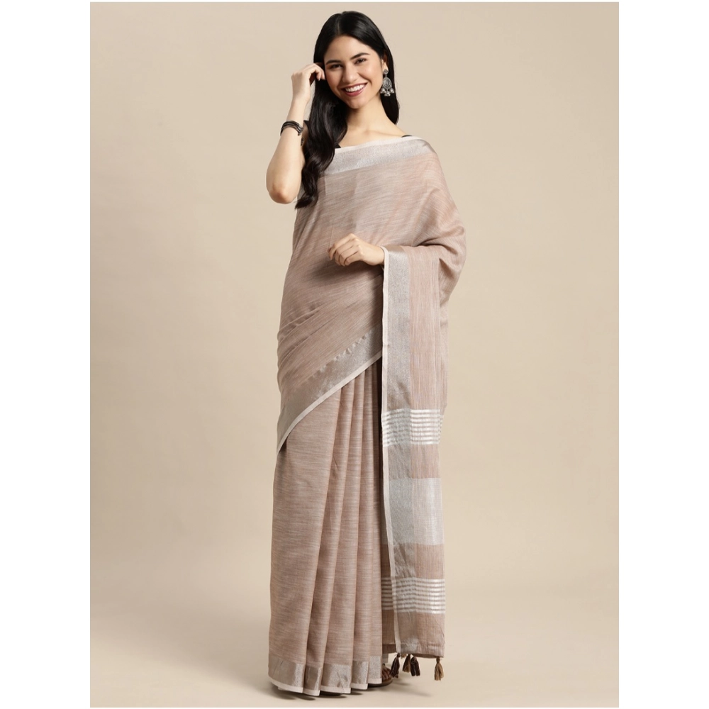 generic women's linen cotton printed saree with unstitched blouse 5.5mtr (beige) generic women's linen cotton printed saree with unstitched blouse 5.5mtr (beige)