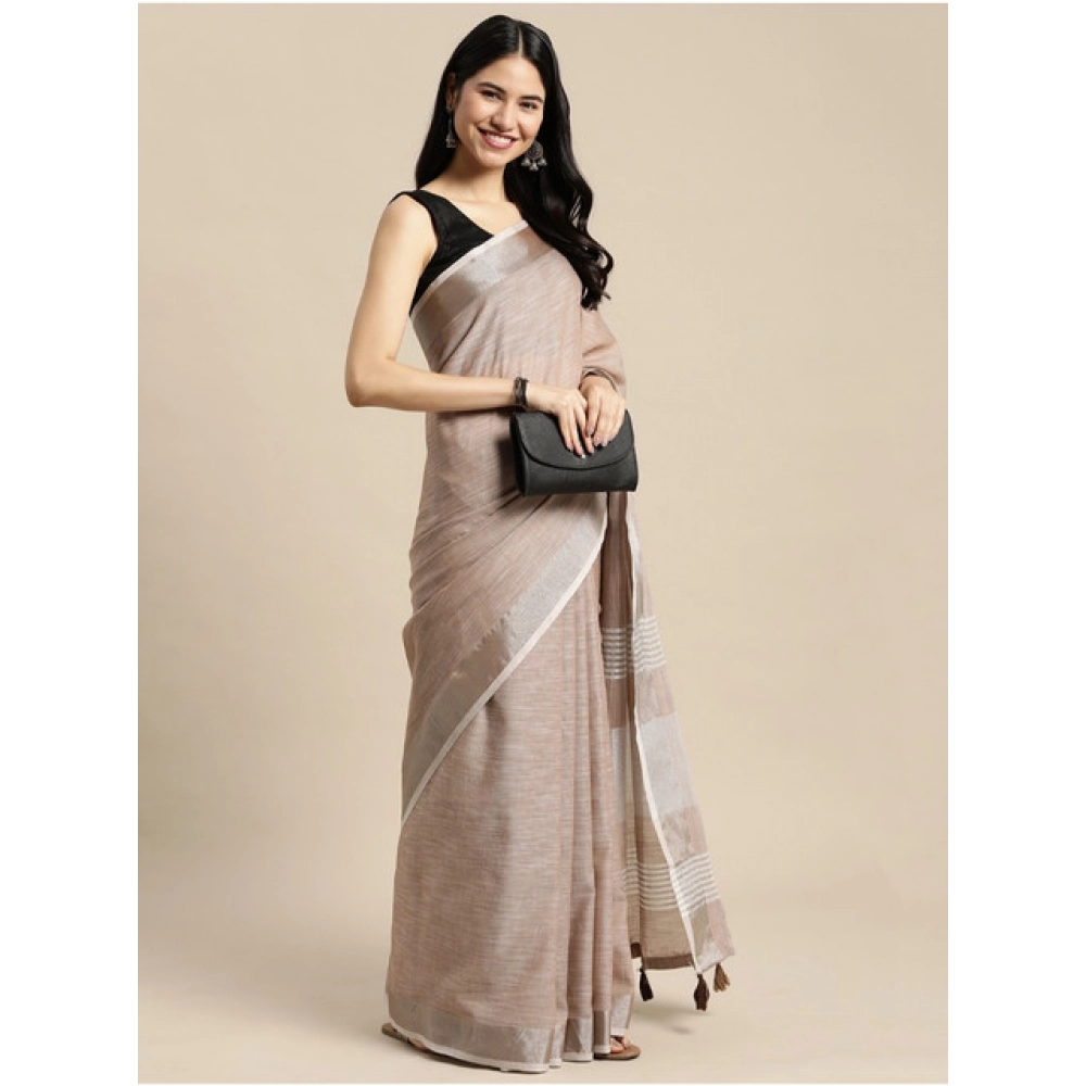 generic women's linen cotton printed saree with unstitched blouse 5.5mtr (beige) generic women's linen cotton printed saree with unstitched blouse 5.5mtr (beige)