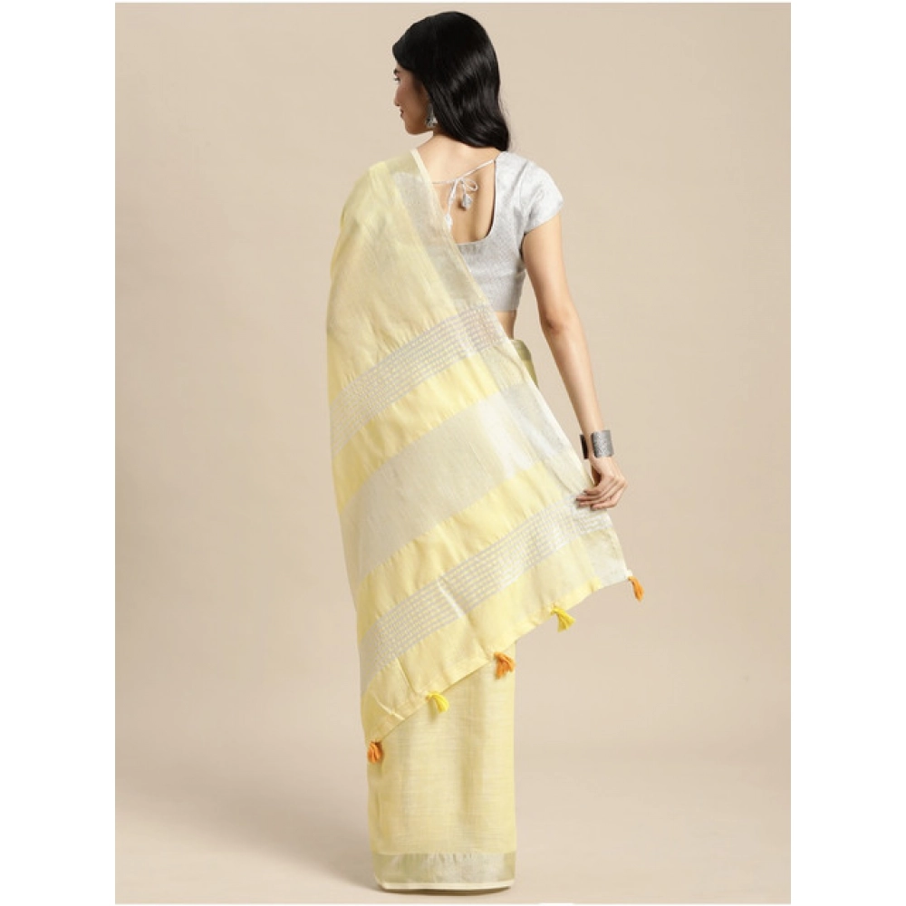 generic women's linen cotton printed saree with unstitched blouse 5.5mtr (yellow) generic women's linen cotton printed saree with unstitched blouse 5.5mtr (yellow)