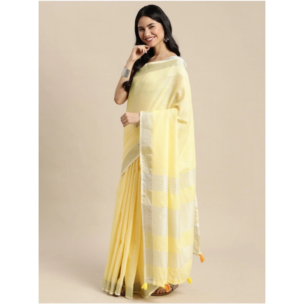 generic women's linen cotton printed saree with unstitched blouse 5.5mtr (yellow) generic women's linen cotton printed saree with unstitched blouse 5.5mtr (yellow)