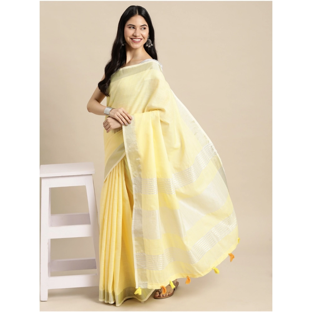 generic women's linen cotton printed saree with unstitched blouse 5.5mtr (yellow) generic women's linen cotton printed saree with unstitched blouse 5.5mtr (yellow)