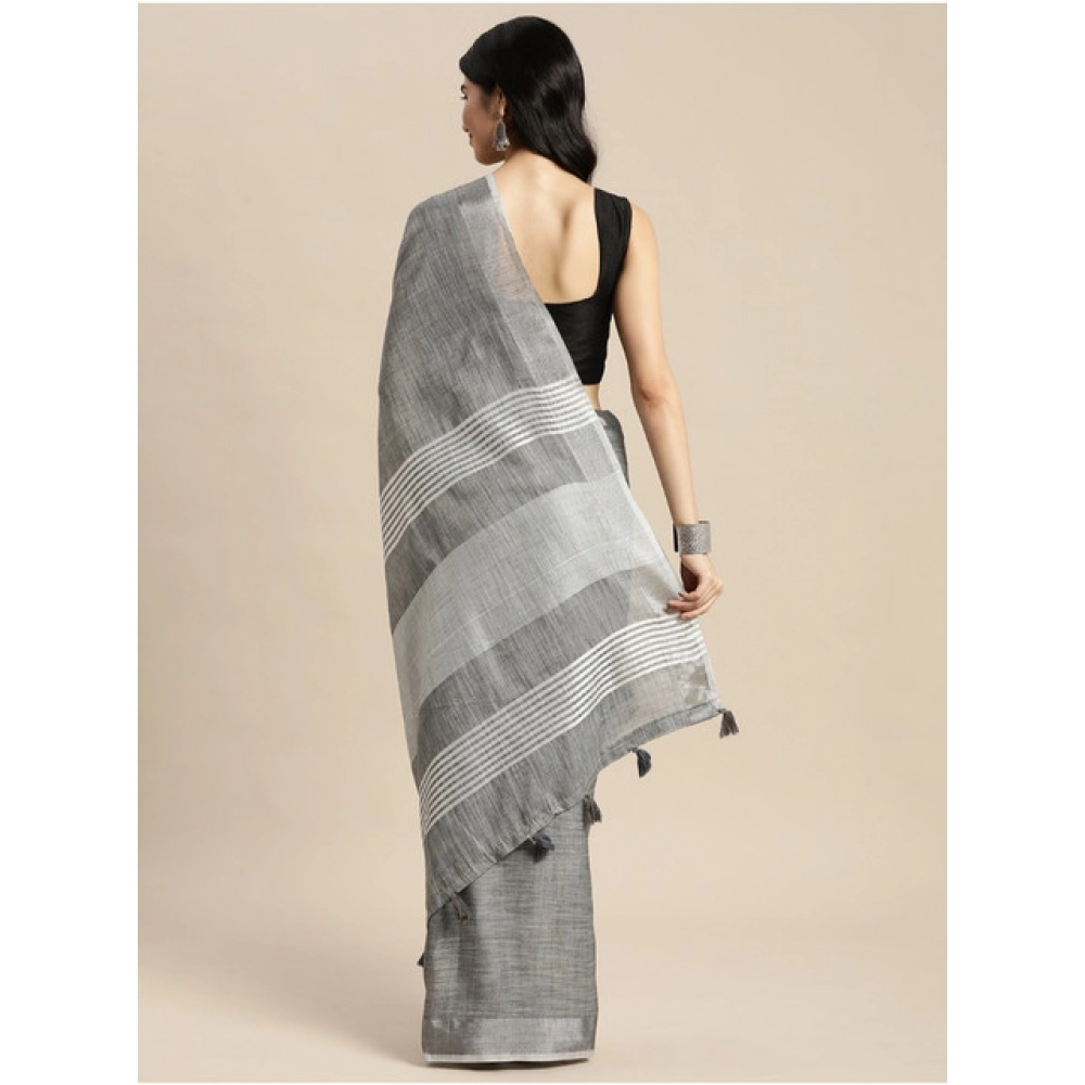 generic women's linen cotton printed saree with unstitched blouse 5.5mtr (dark grey) generic women's linen cotton printed saree with unstitched blouse 5.5mtr (dark grey)