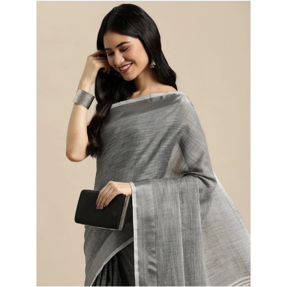 generic women's linen cotton printed saree with unstitched blouse 5.5mtr (dark grey) generic women's linen cotton printed saree with unstitched blouse 5.5mtr (dark grey)