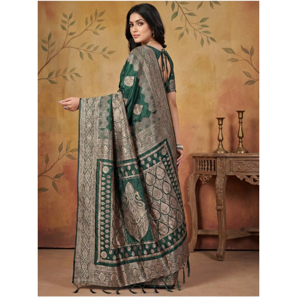 generic women's silk blend printed saree with unstitched blouse 5.5mtr (green) generic women's silk blend printed saree with unstitched blouse 5.5mtr (green)