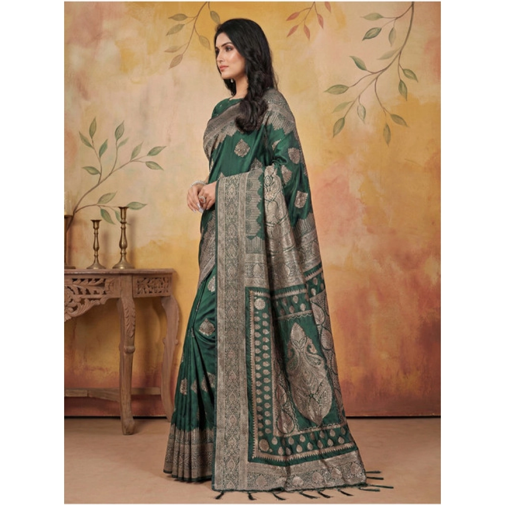 generic women's silk blend printed saree with unstitched blouse 5.5mtr (green) generic women's silk blend printed saree with unstitched blouse 5.5mtr (green)
